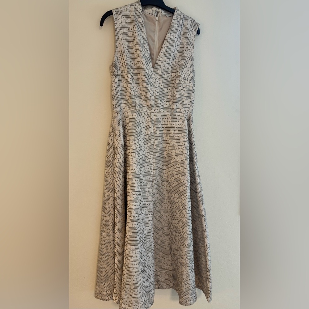 Monsoon Beige and White Patterned Dress